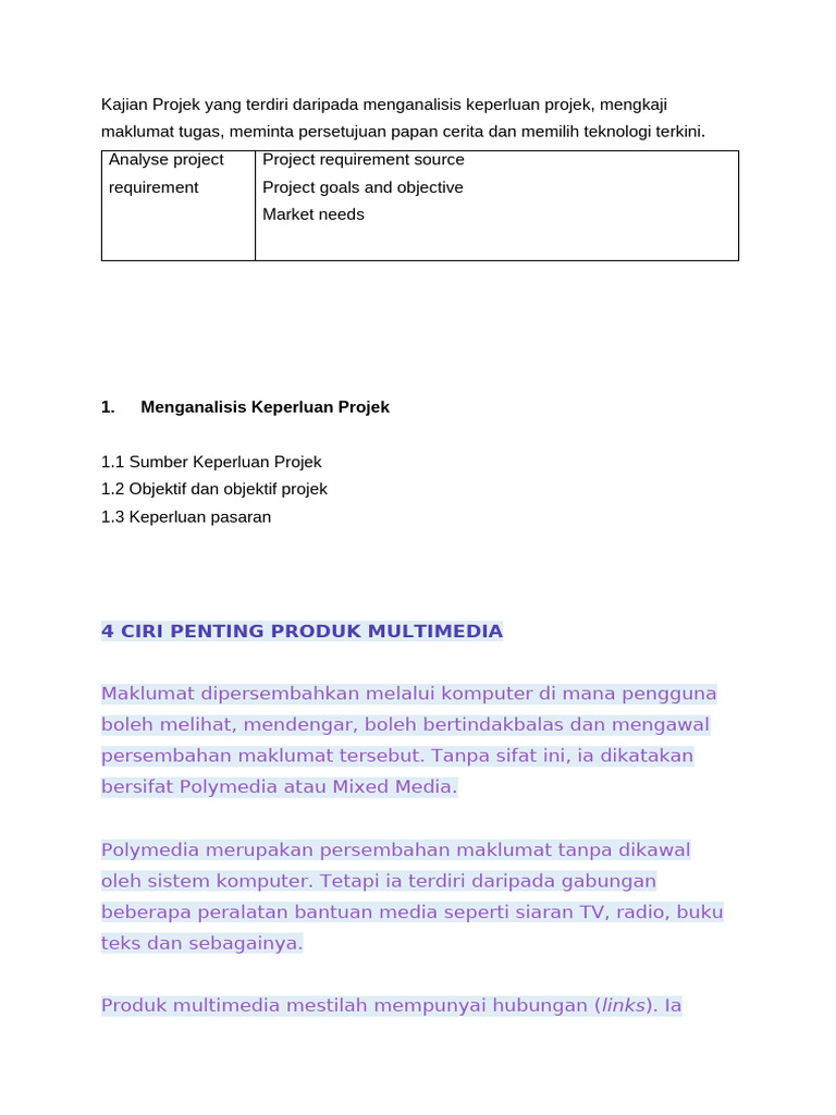 Kajian Projek Yang Terdiri Daripada Menganalisis Keperluan Projek | PDF