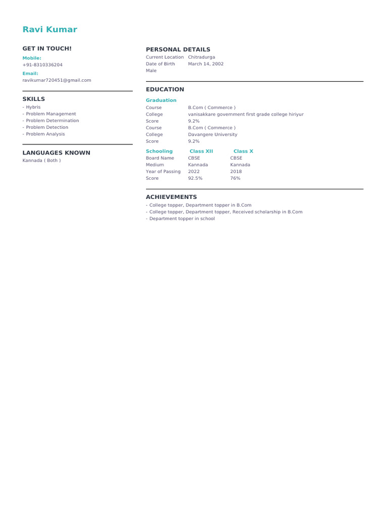 Ravi Kumar Resume | PDF