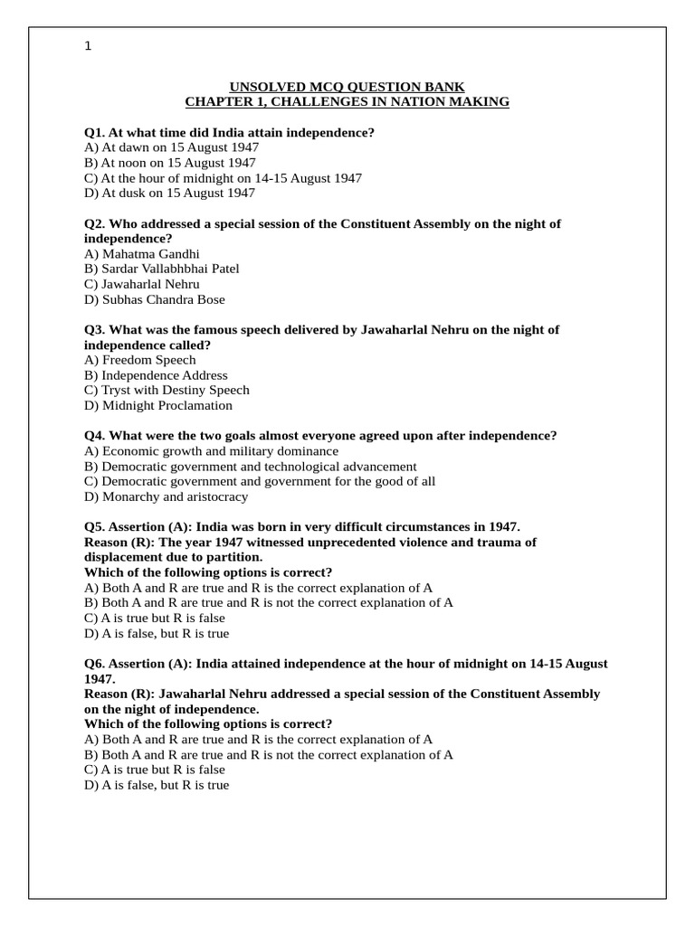 Challenges to Nation Making | PDF | Two Nation Theory | Partition Of India