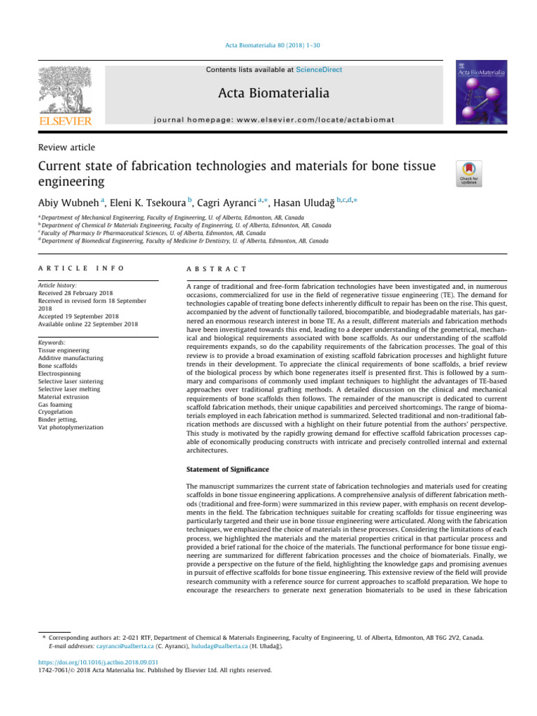 Current State of Fabrication Technologies and Materials Fo 2018 Acta ...