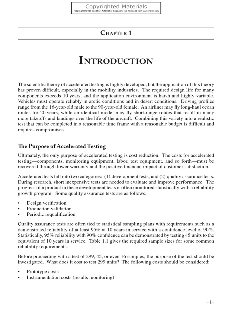 Ntroduction: TH e Purpose of Accelerated Testing | PDF | Reliability ...