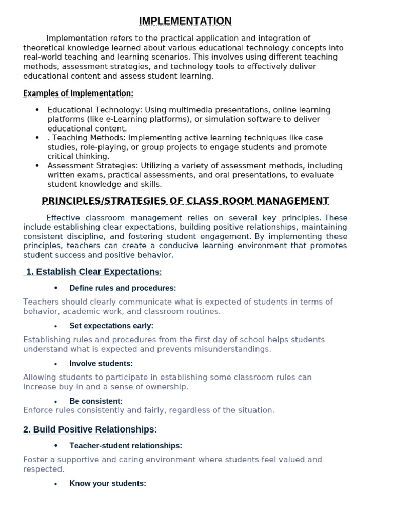 Effective Classroom Implementation Strategies | PDF | Educational ...