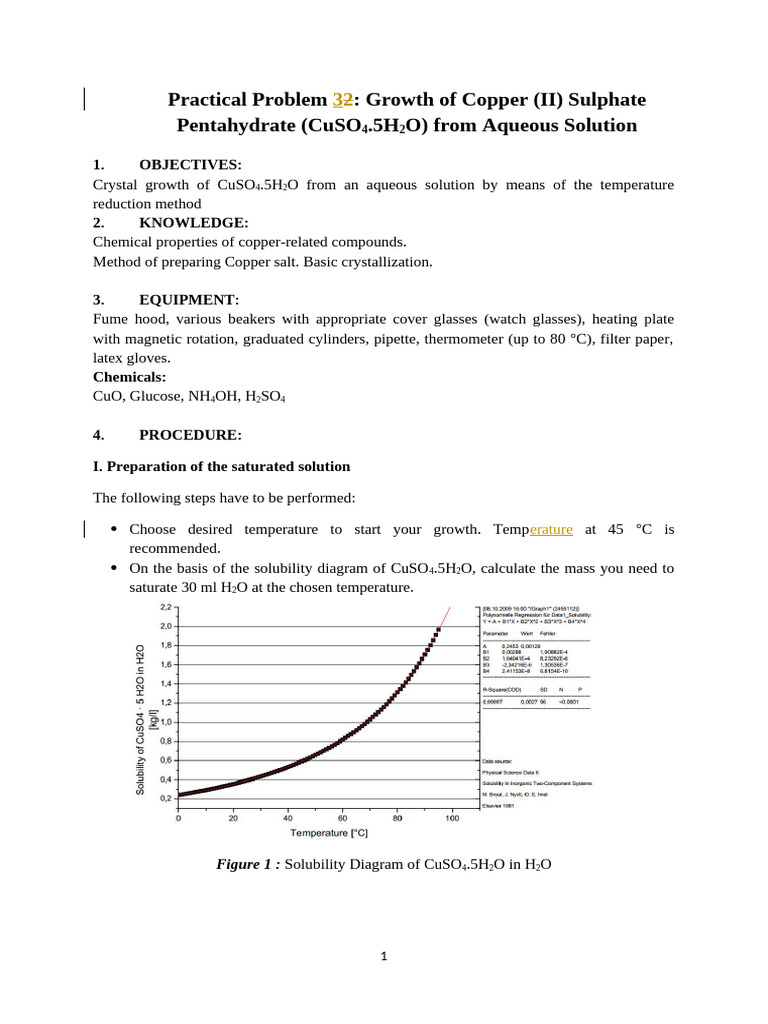 Copper Sulfate Crystal Growth Practical | PDF | Solubility ...