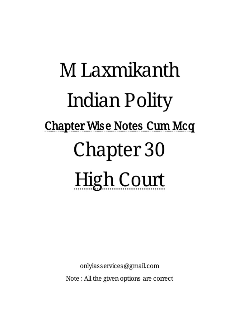 M-30 High Court Laxmikanth | PDF
