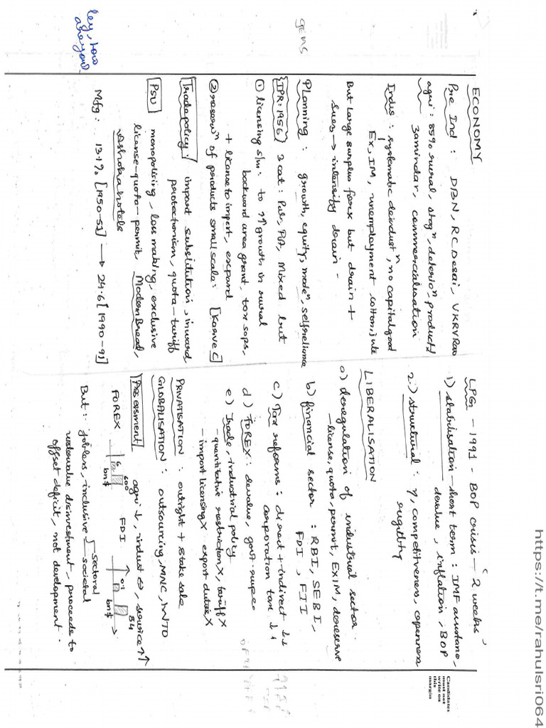 Economy Static Short Notes Gs3 Rahulsri064 | PDF