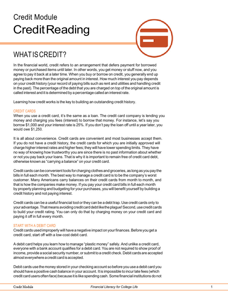Understanding Credit for College Students | PDF | Credit Card | Credit ...
