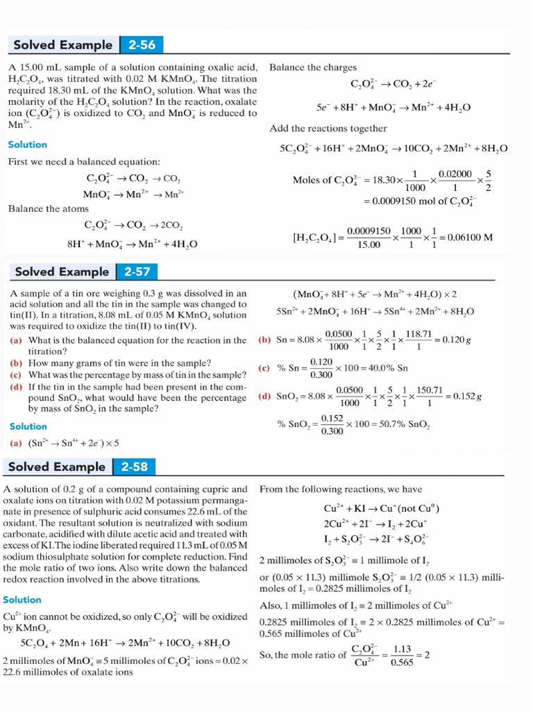 Solved Examples+Assignment (Volumetric Analysis)_250529_195345 | PDF