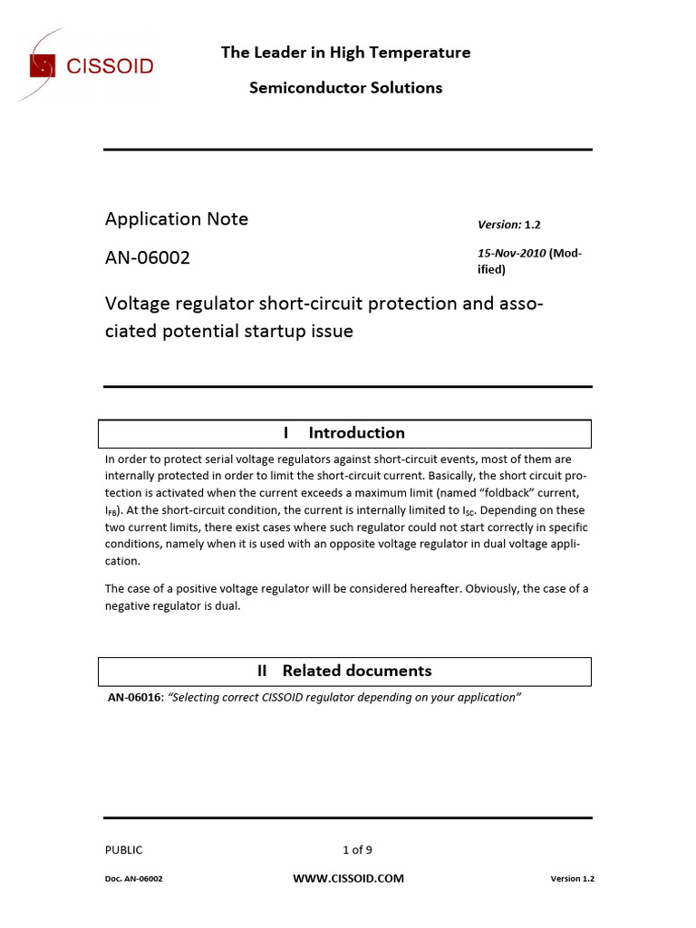 Helios Voltage Regulator Short Circuit Protection and Associated ...