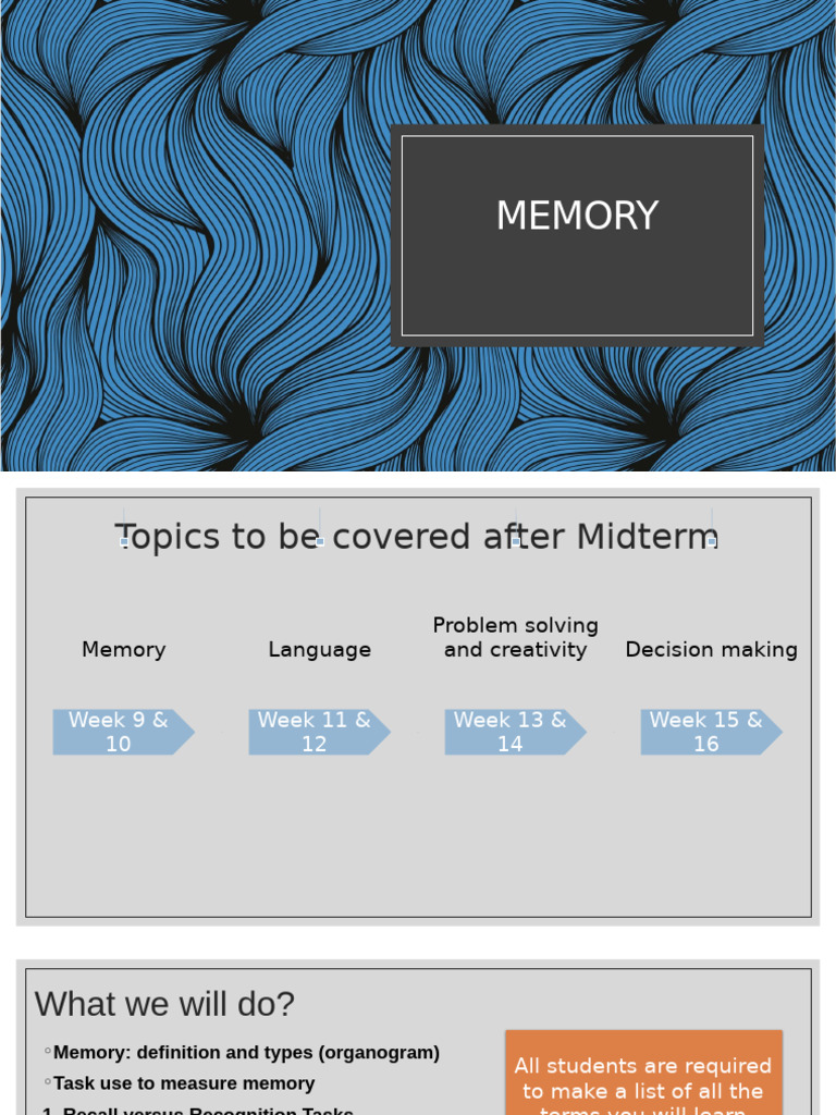 Understanding Memory: Types & Tasks | PDF | Memory | Recall (Memory)