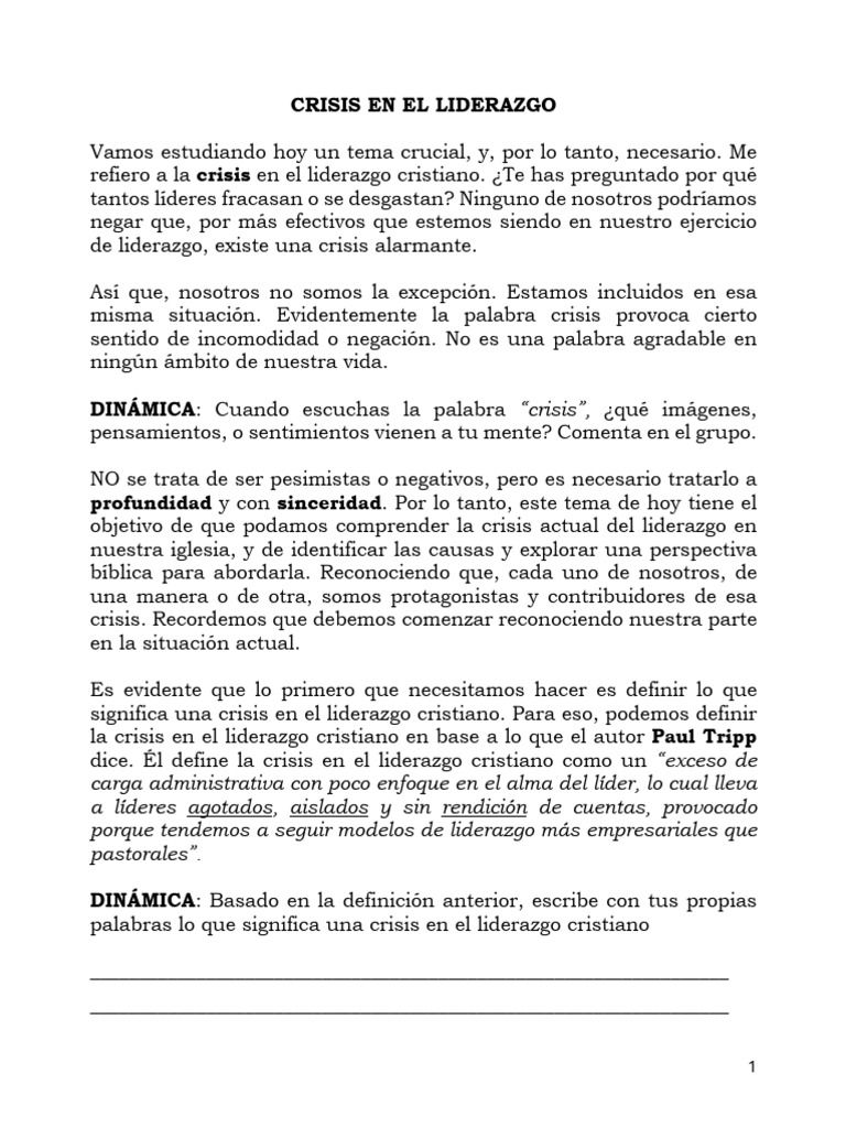 Crisis y Soluciones en Liderazgo Cristiano | PDF | Liderazgo | Amor