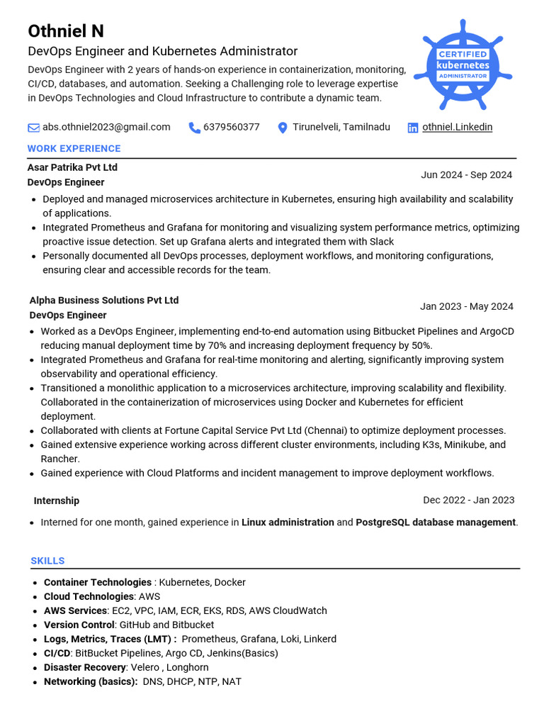 DevOps Engineer with Kubernetes Expertise | PDF | Computing ...