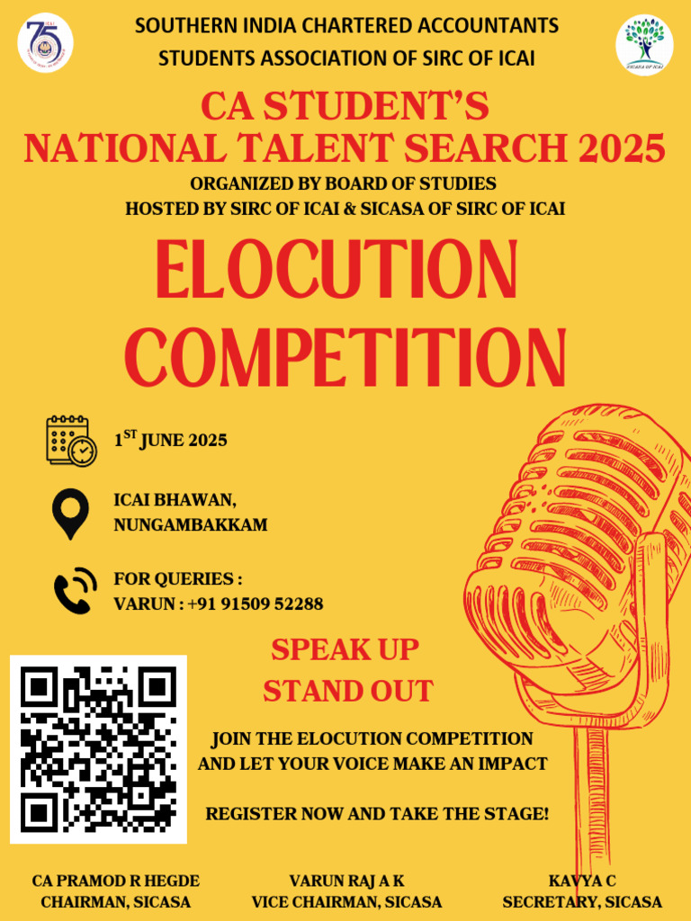 Elocution Competition 2025 for CA Students | PDF