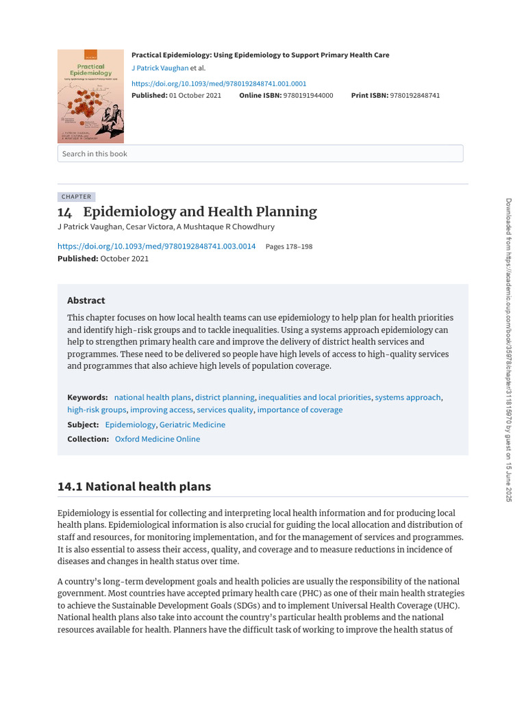 14 Epidemiology and Health Planning | PDF | Public Health | Health Sciences
