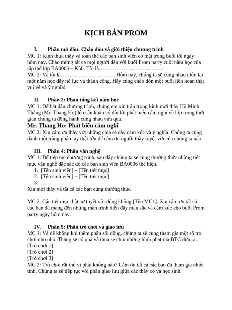 Kịch Bản Prom | PDF