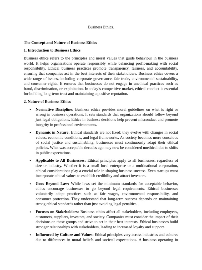 Understanding Business Ethics Principles | PDF | Business Ethics ...
