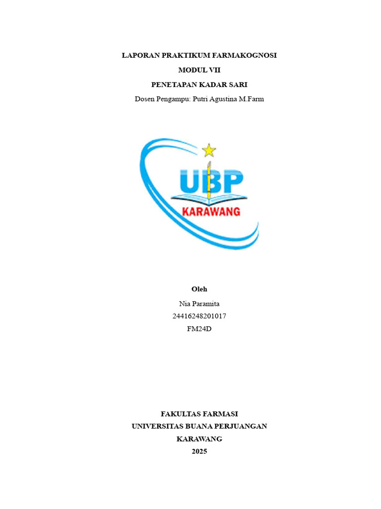 Kak Nia Penetapan Kadar Sari | PDF