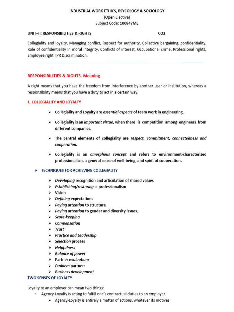 Professional Rights and Ethics in Engineering | PDF | Employment ...