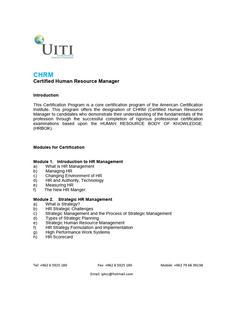 CHRM Certification Overview and Exams | PDF | Performance Appraisal ...