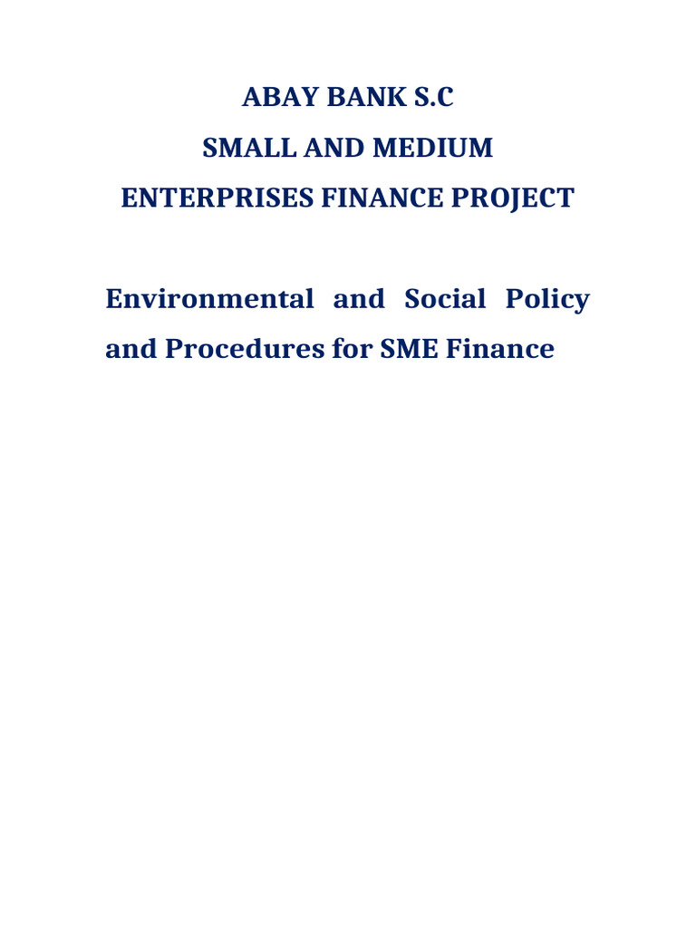 Abay Bank SME Finance E&S Policy Guide | PDF | Small And Medium Sized ...