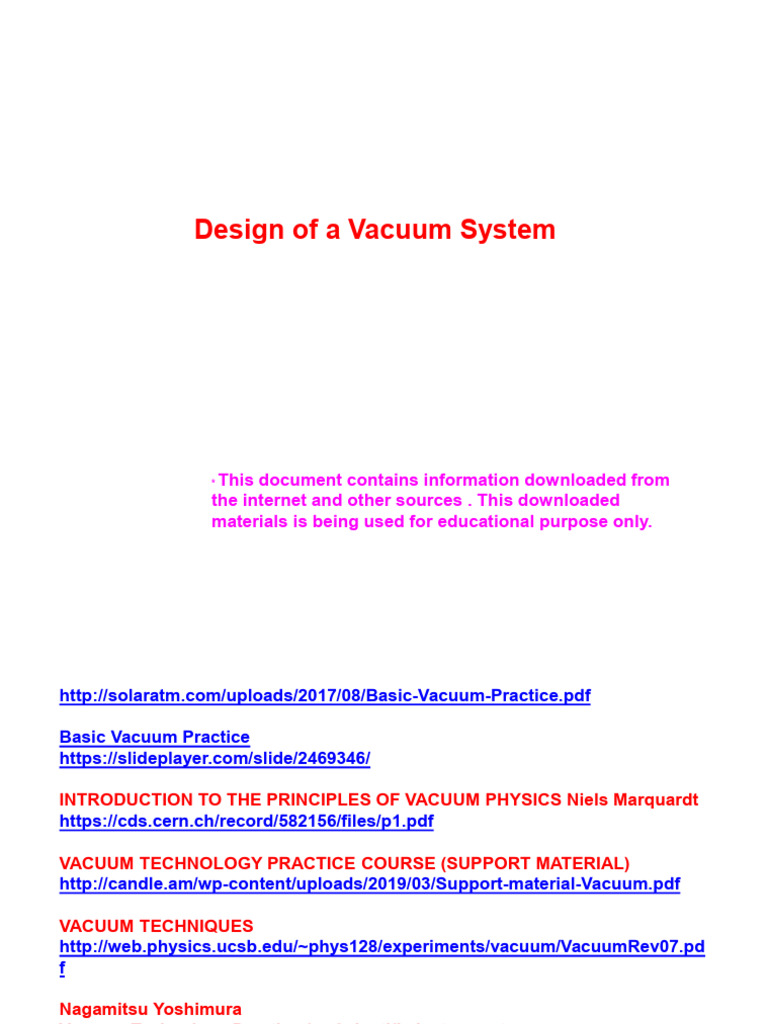Vacuum System Design Fundamentals | PDF | Gases | Pressure
