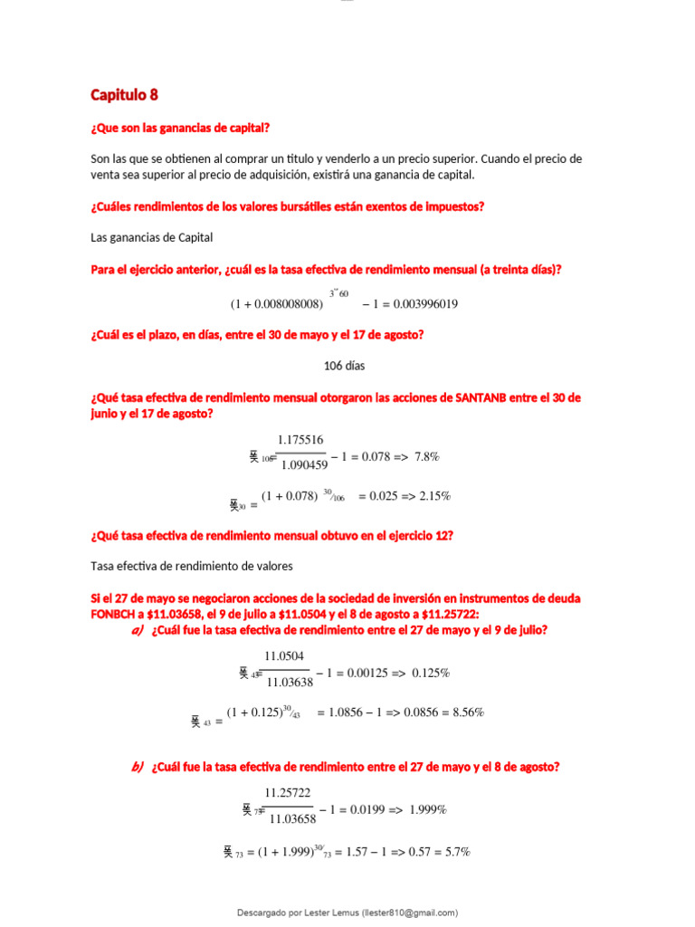 Tarea 8 Matematica Aplicada 8 | PDF | Ganancia capital | Compartir ...