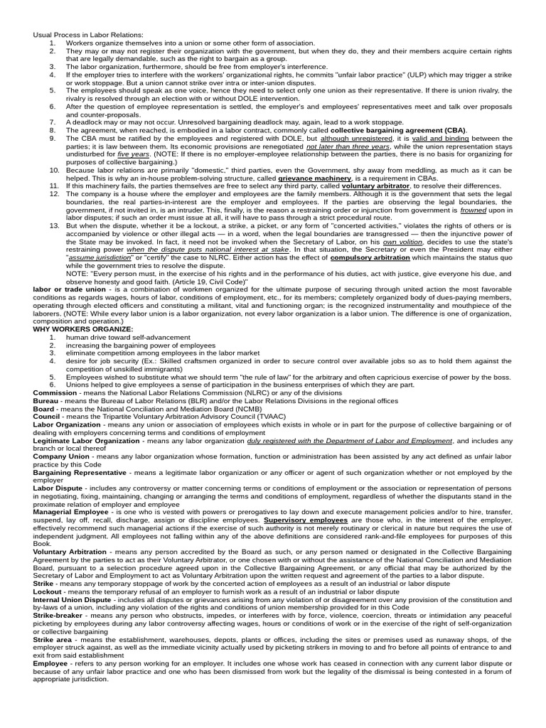 Labor Relations Process Explained | PDF | Strike Action | Employment