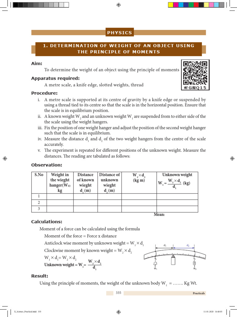 Physics and Chemistry Practical Experiments | PDF | Weight | Optics