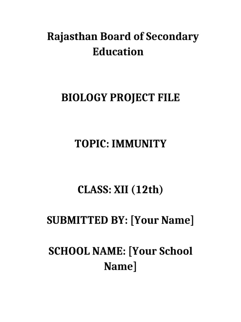 Class 12 Biology Project on Immunity | PDF