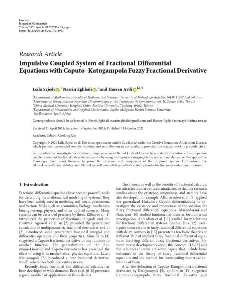 Impulsive Coupled System of Fractional Differentia | PDF | Differential ...