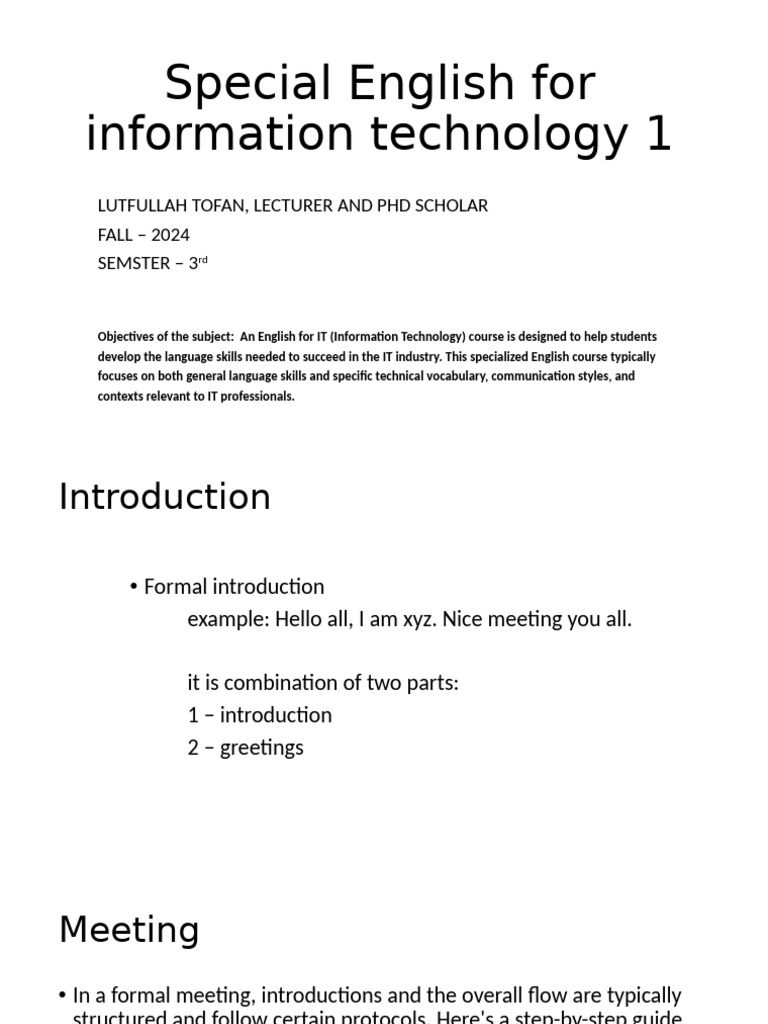 Lecture 1 - Introduction and Meeting | PDF | Cognition | Learning