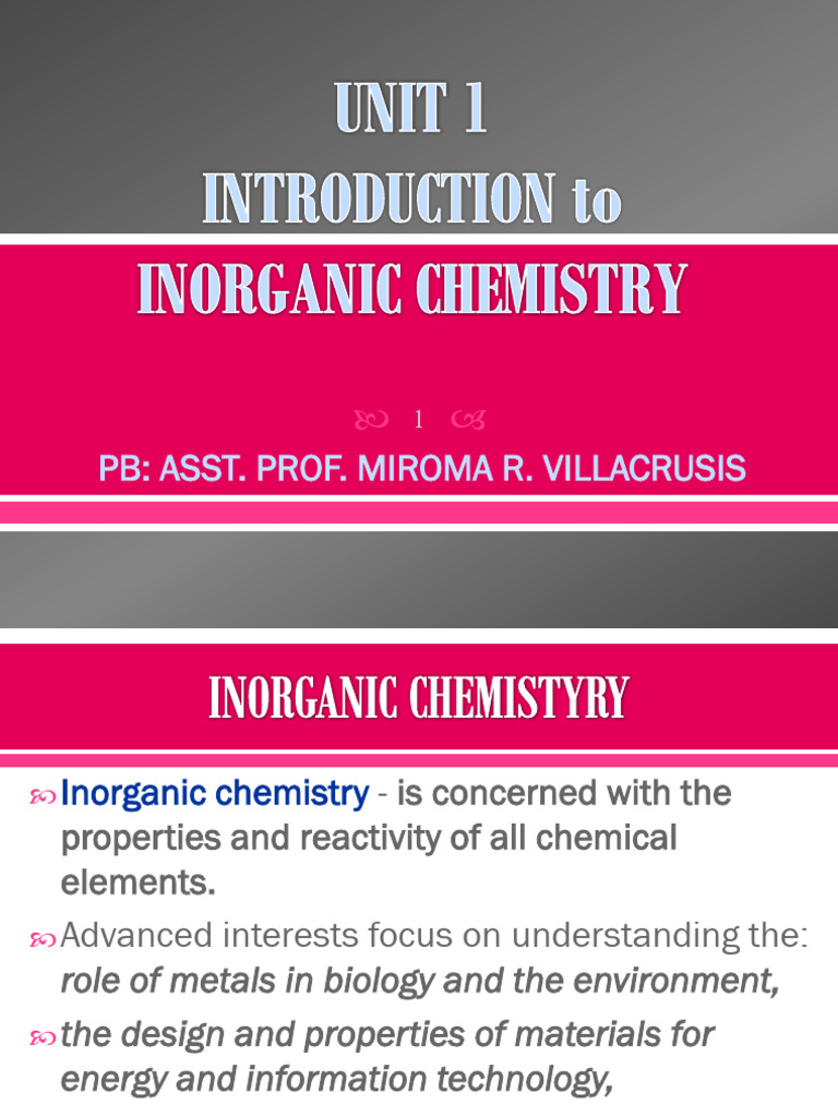 Unit 1a - Introduction To Inorganic Chemistry | PDF | Salt (Chemistry ...
