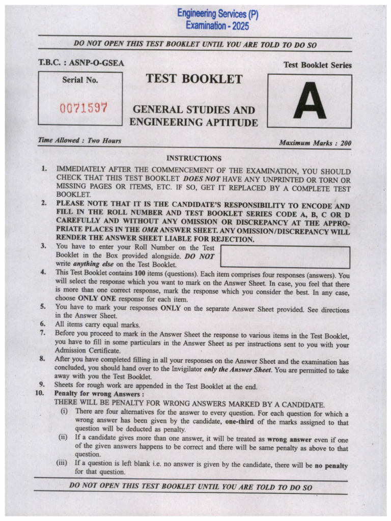 P 25 General Studies and Engineering Aptitude P I 090625 | PDF