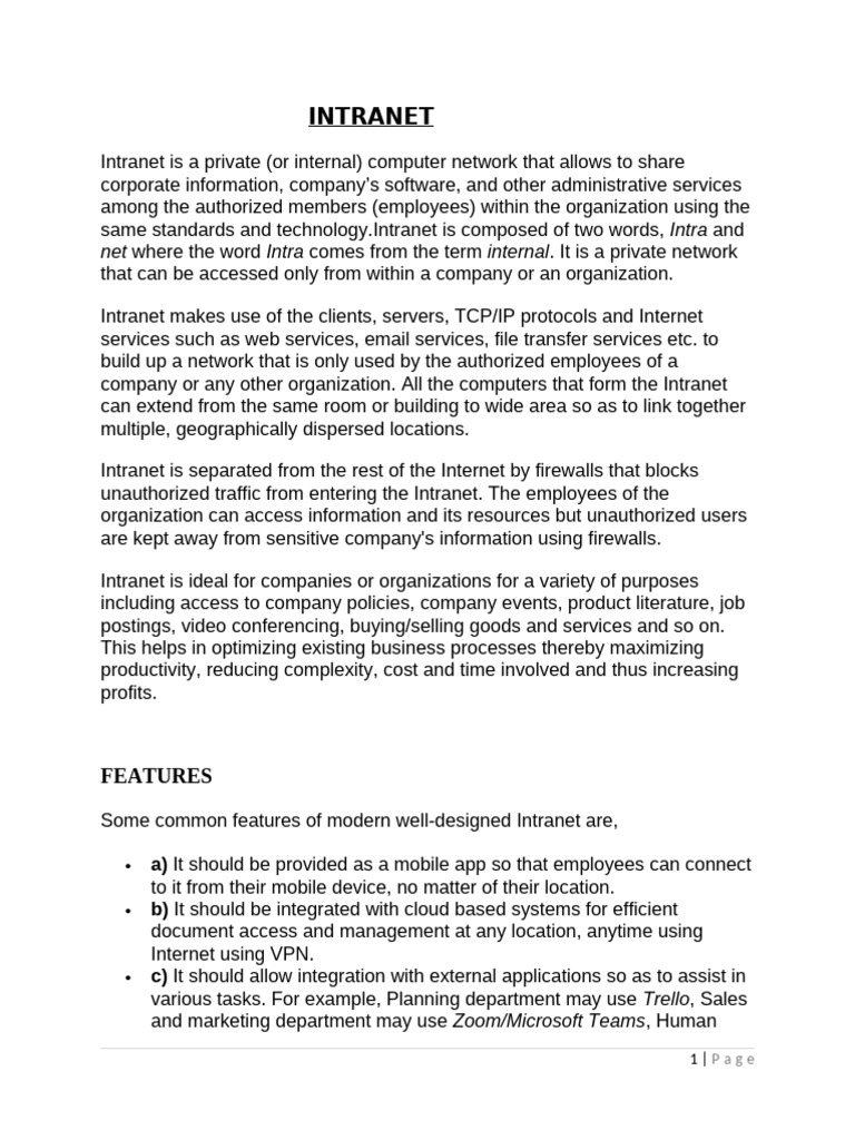 INTRANET | PDF | Computer Network | World Wide Web