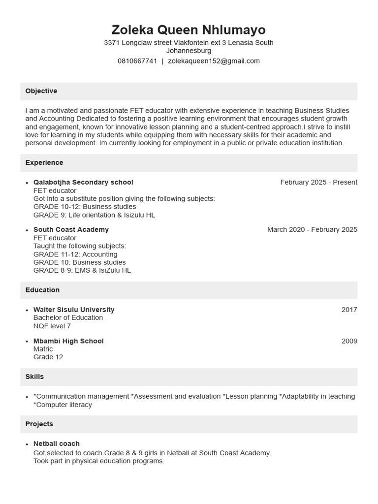 Fet CV | PDF