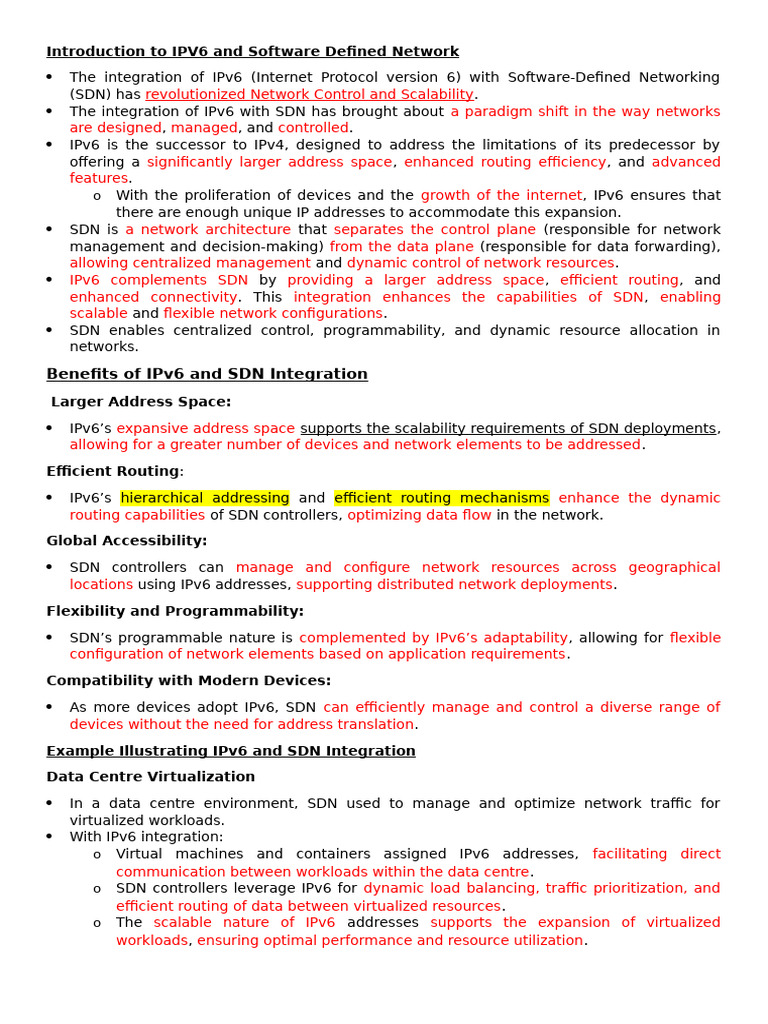 IPv6 and SDN Integration Explained | PDF | I Pv6 | Computer Network