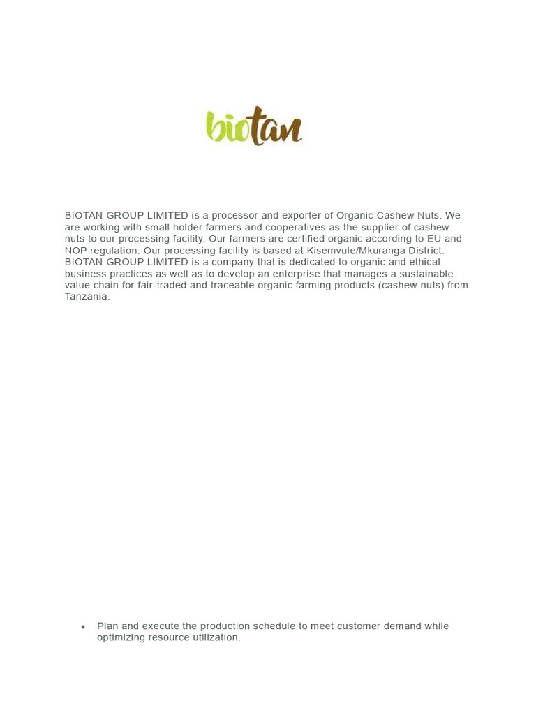 Production and Quality Roles at Biotan | PDF | Safety | Inventory
