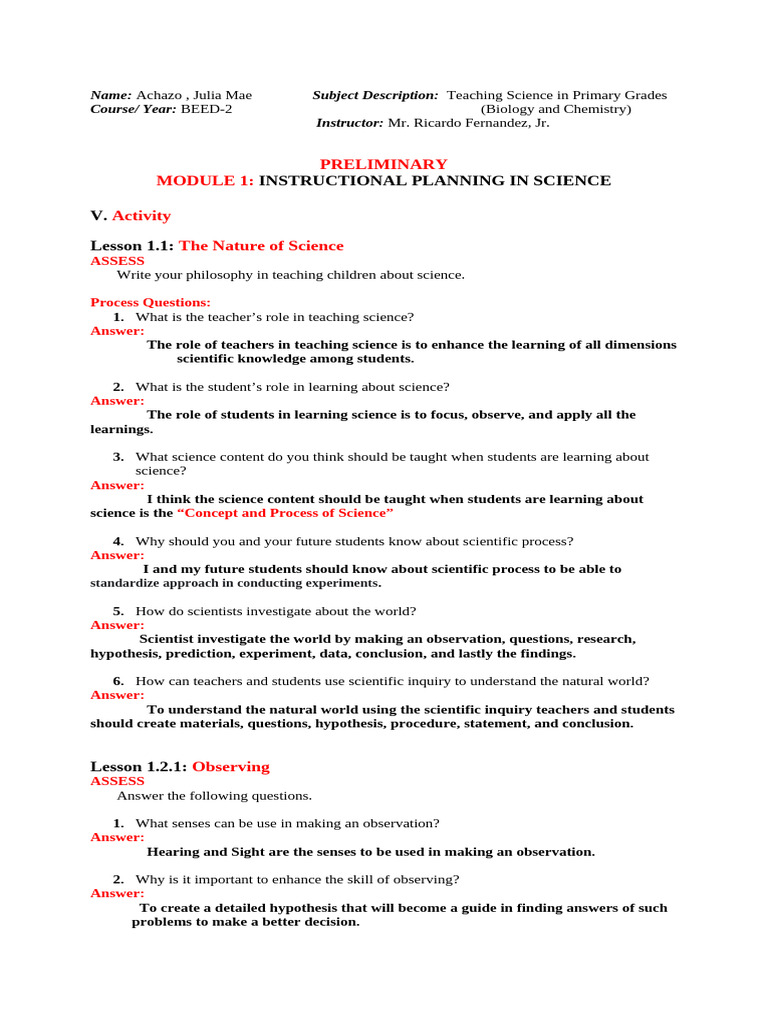Teaching Science in Primary Grades | PDF | Weight | Experiment