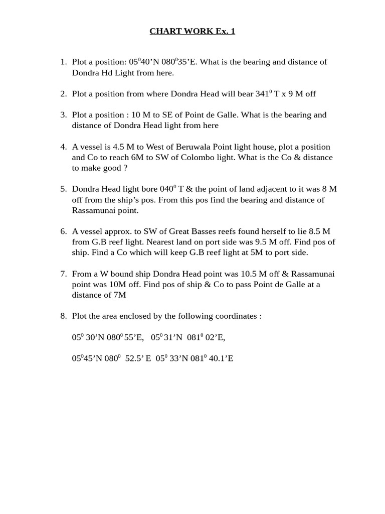 Navigation Plotting Exercises and Solutions | PDF