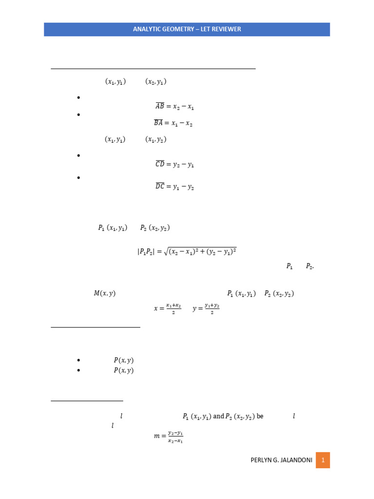 ANALYTIC GEOMETRY Final Graphs and Equation | PDF | Line (Geometry ...