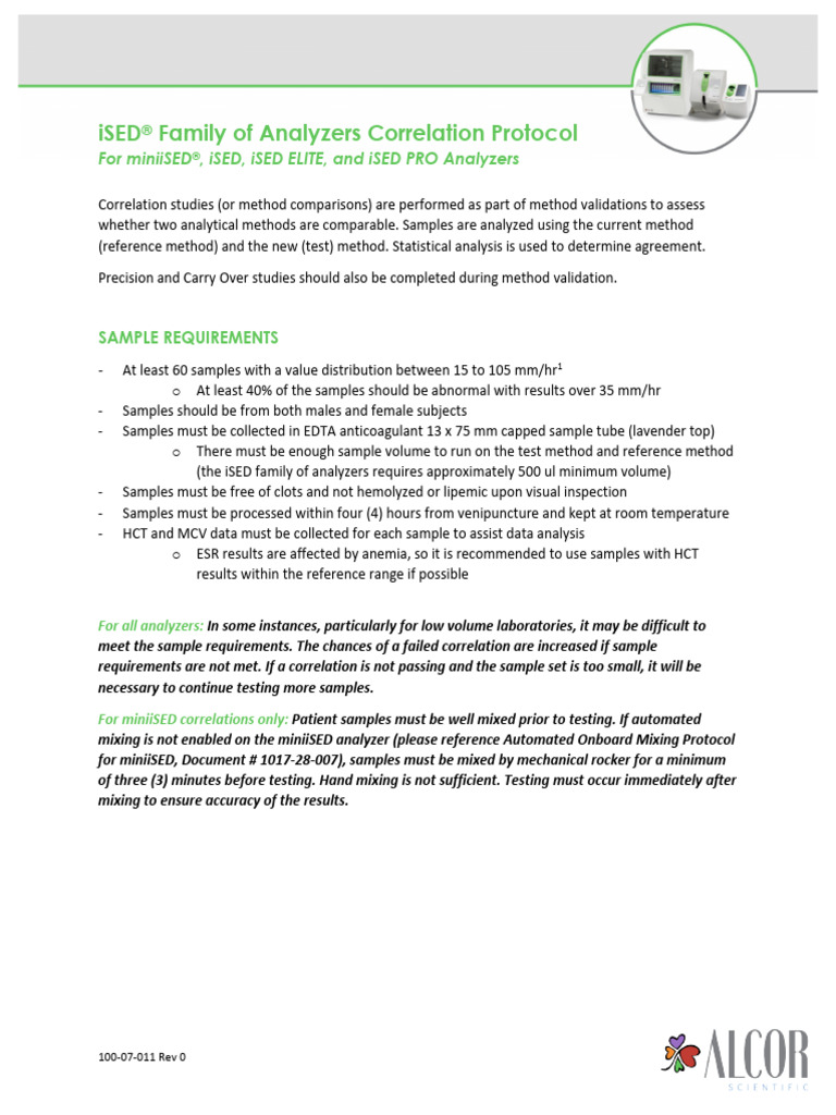 iSED Analyzers Correlation Protocol Guide | PDF | Sampling (Statistics ...