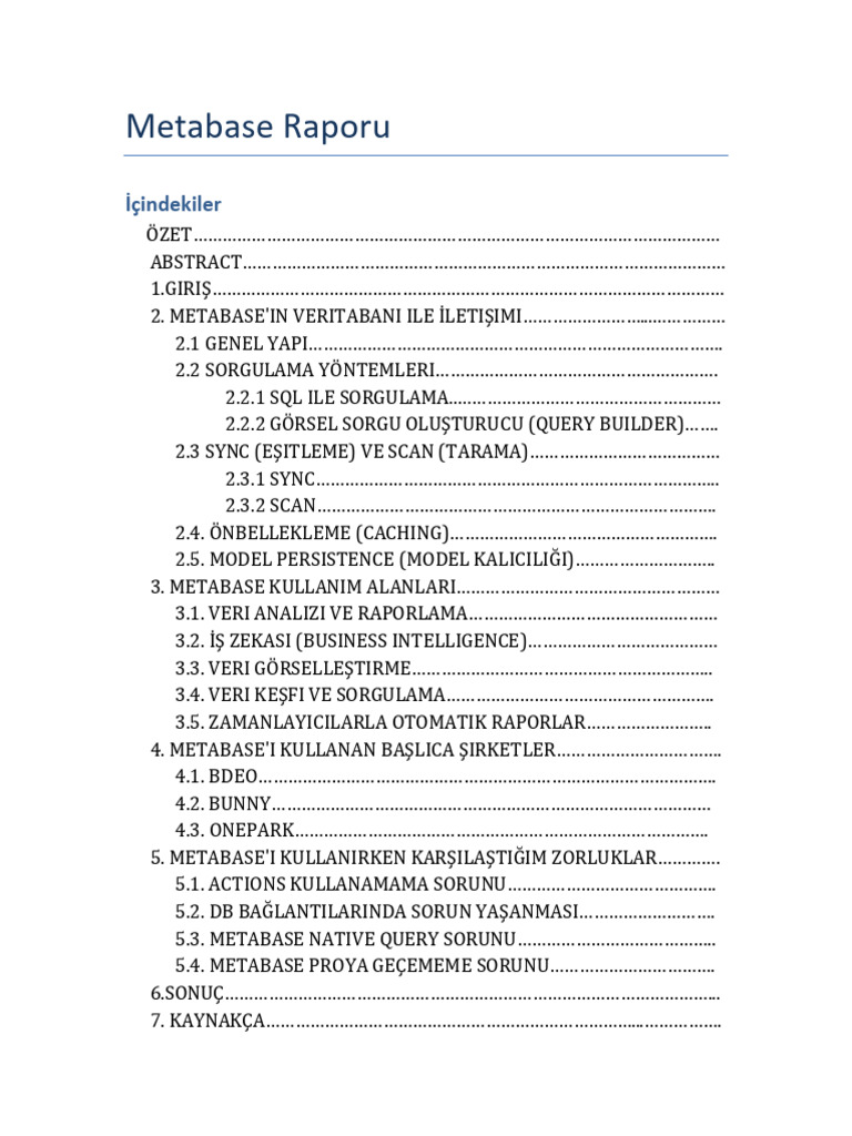 Metabase BI Araştırma Raporu | PDF