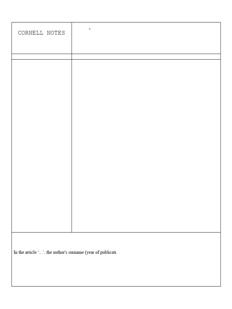 Cornell Notes Template | PDF