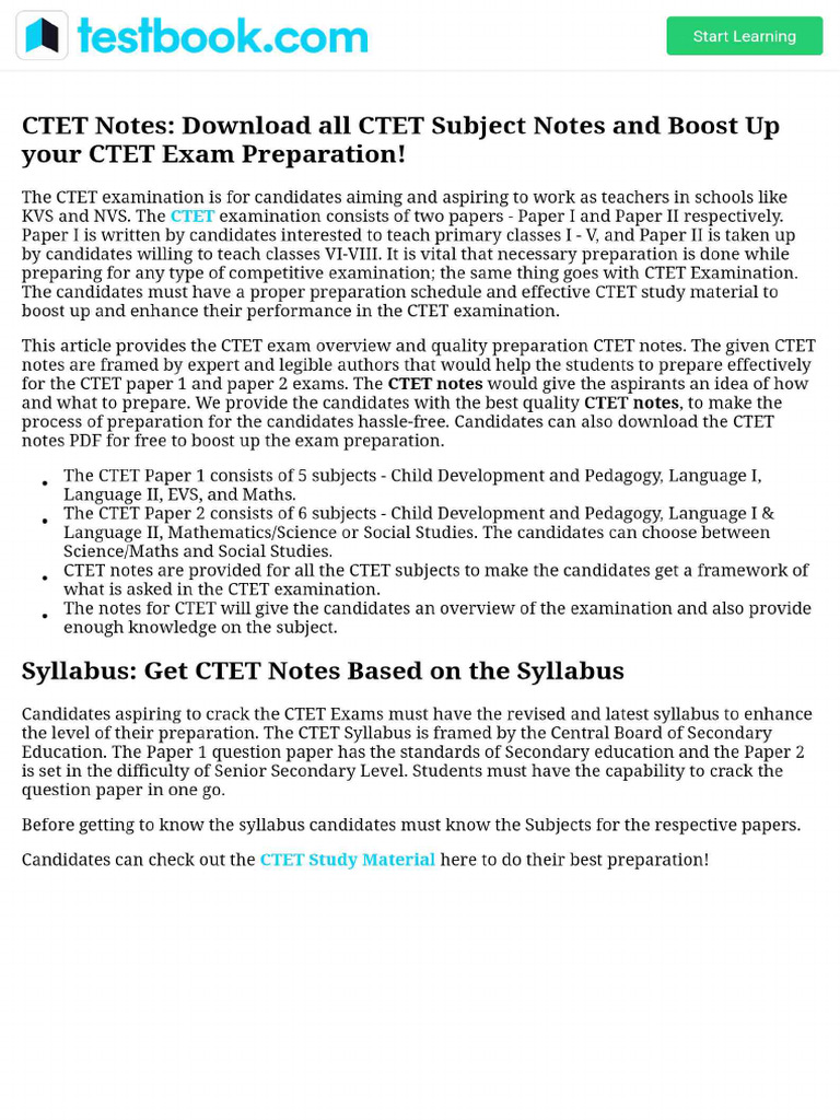 CTET Notes - Download All CTET Subject Notes and Boost Up Your CTET ...