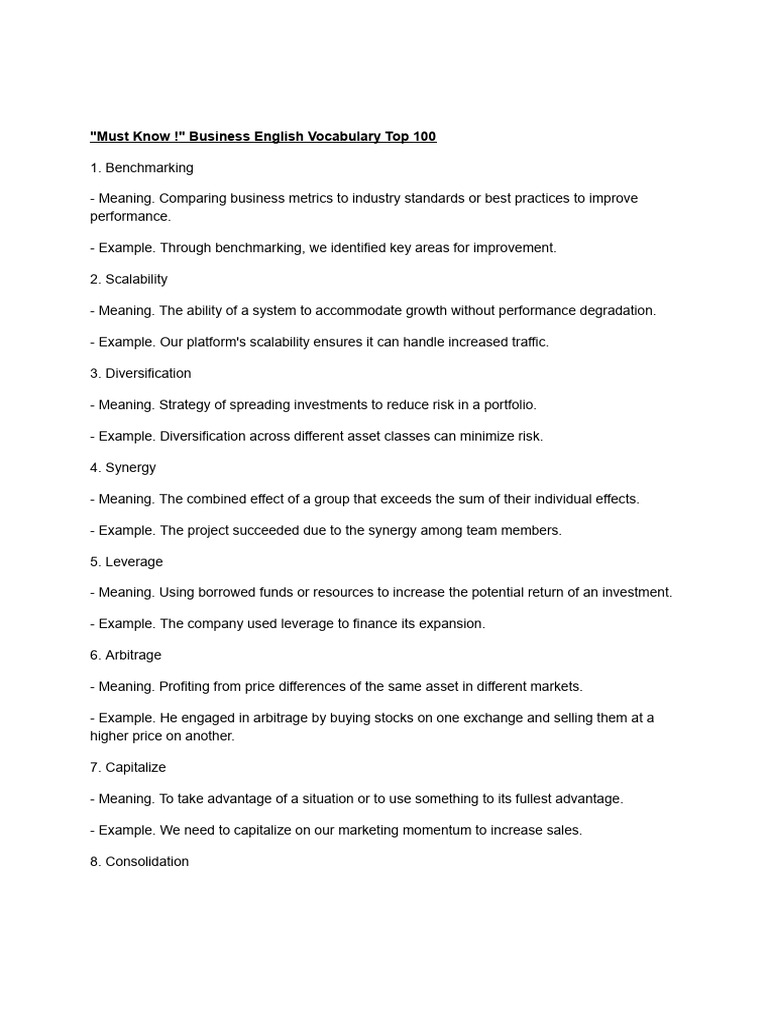 BEL013. Must Know ! Business English Vocabulary Top 100 PDF