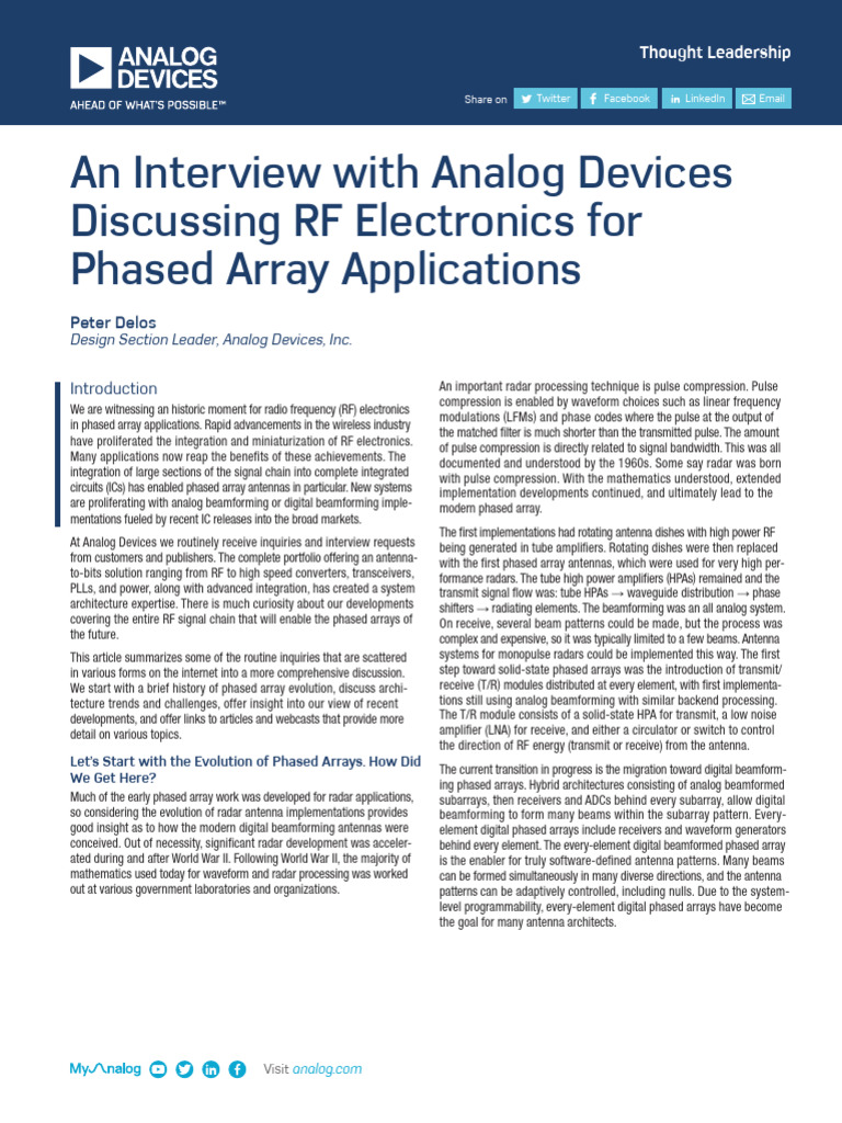An Interview With Analog Devices Discussing RF Electronics For Phased ...