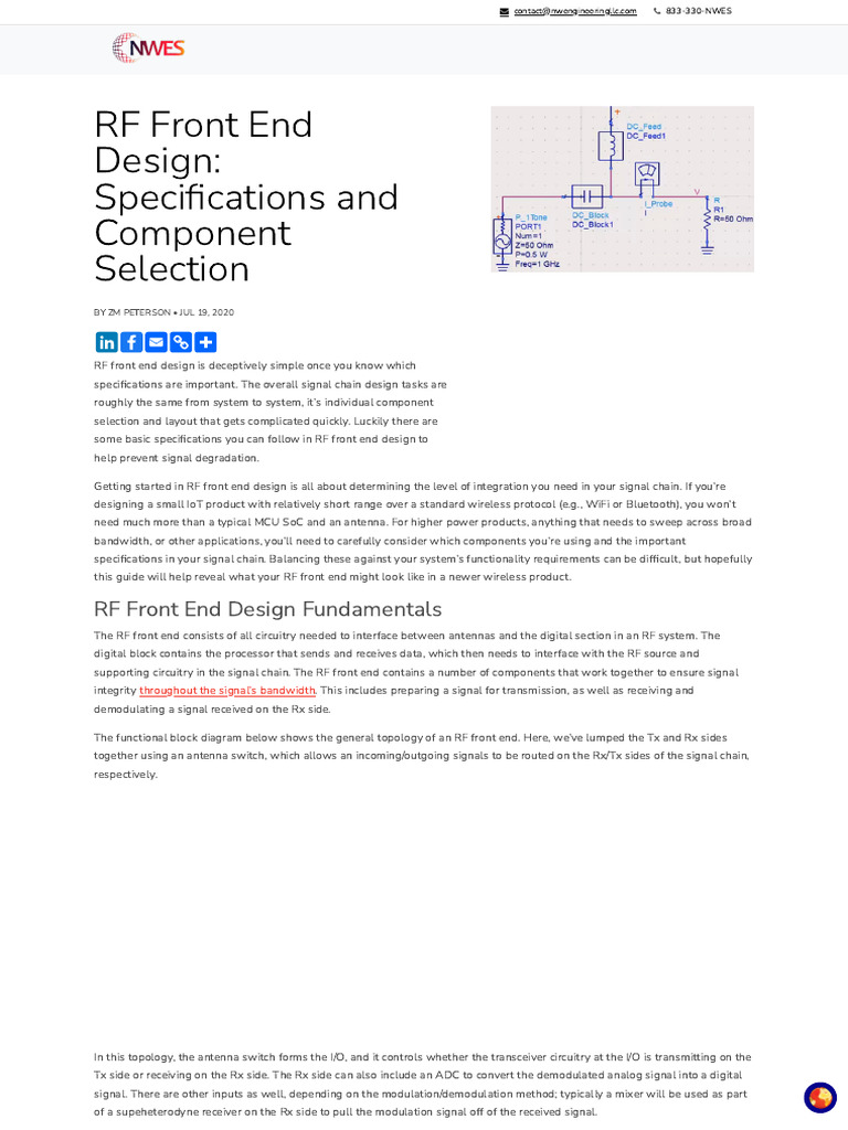 RF Front End Design - Specifications and Component Selection - NWES ...