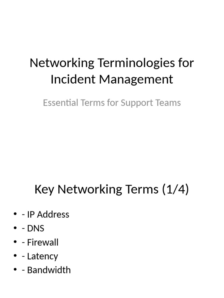 Key Networking Terms for Incident Management | PDF