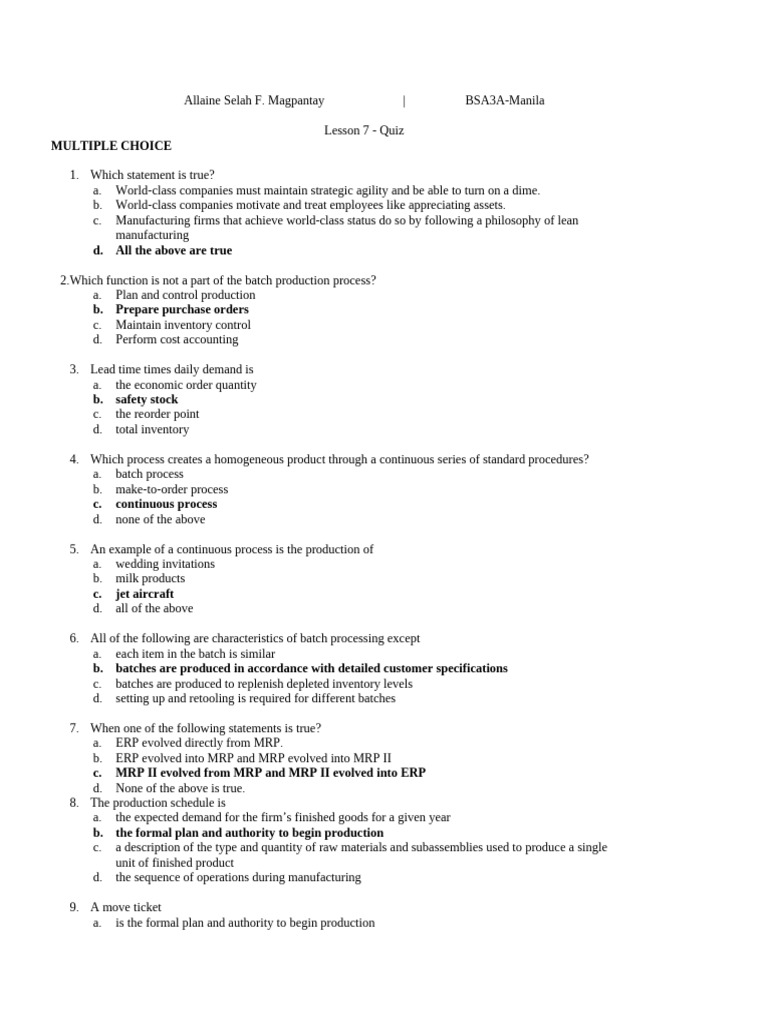 Inventory Management Quiz Insights | PDF | Cost Accounting | Inventory