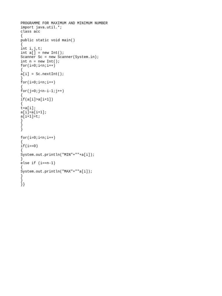 Maximum and Minimum Calculation Program | PDF