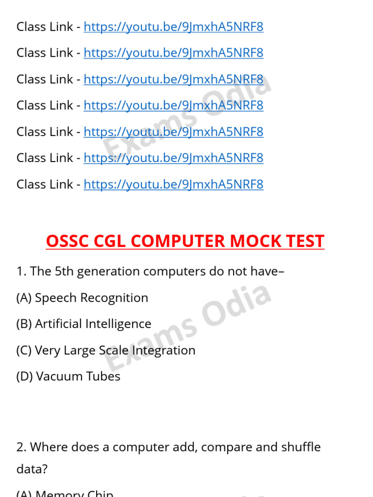 Computer 11 Mock Test Pdf Operating System Computer Network
